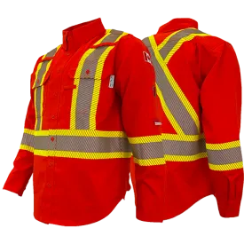 Orange FR / Arc Flash Work Shirts w/4" Segmented Striping by Atlas Workwear - Style 4044OR