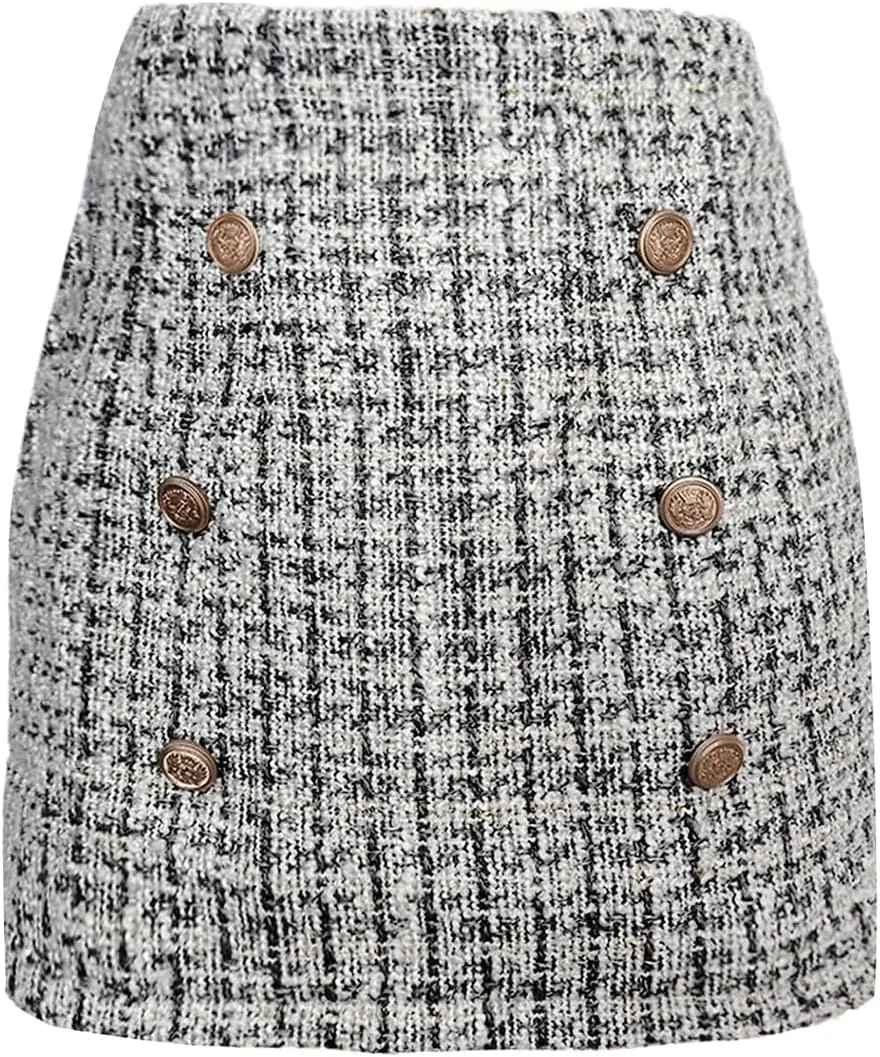 Plaid Skirts for Women Pencil Bodycon Aesthetic Mini Skirt High Waisted Winter Skirts