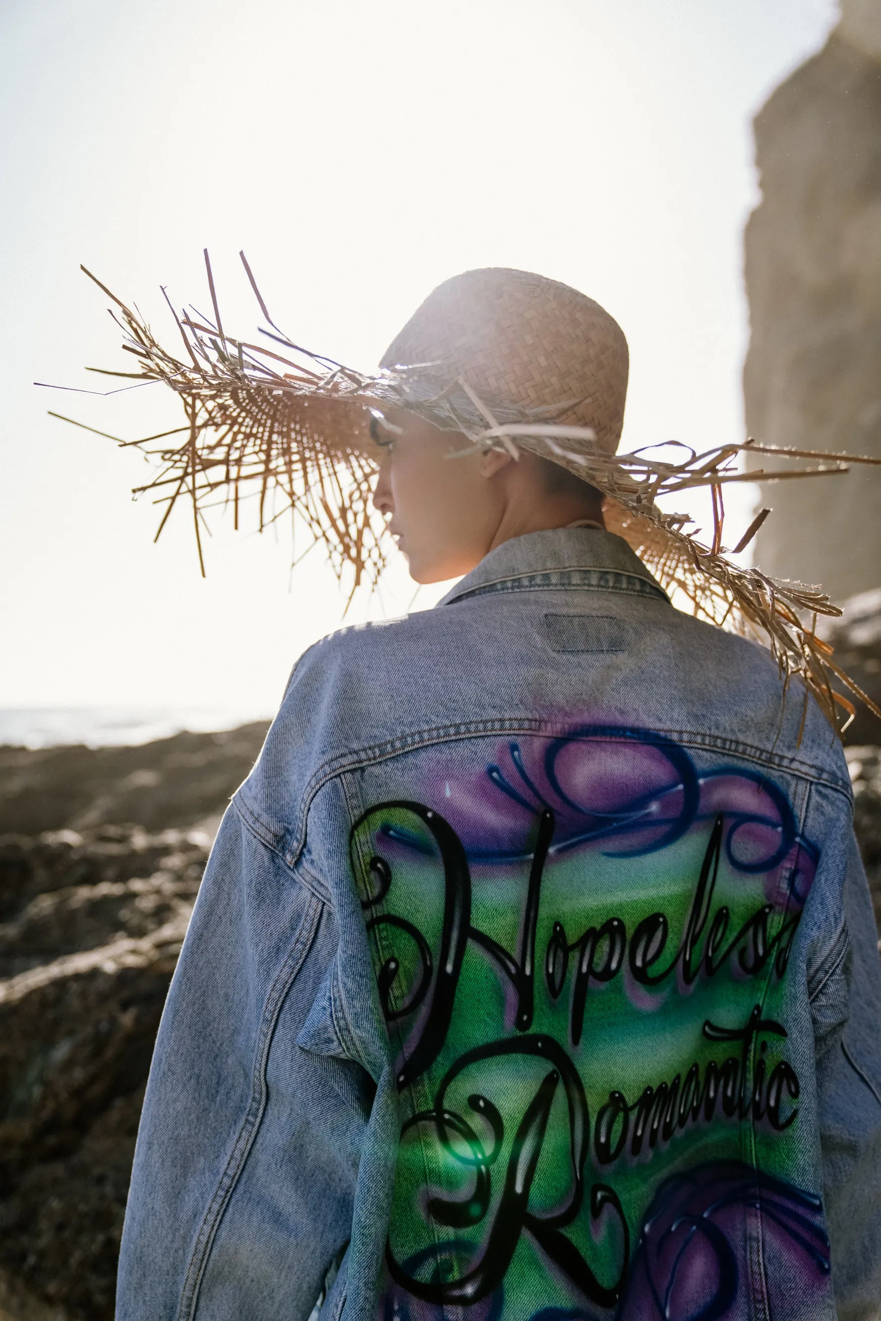 "Cash" 'Hopeless Romantic' Airbrushed Denim Jacket
