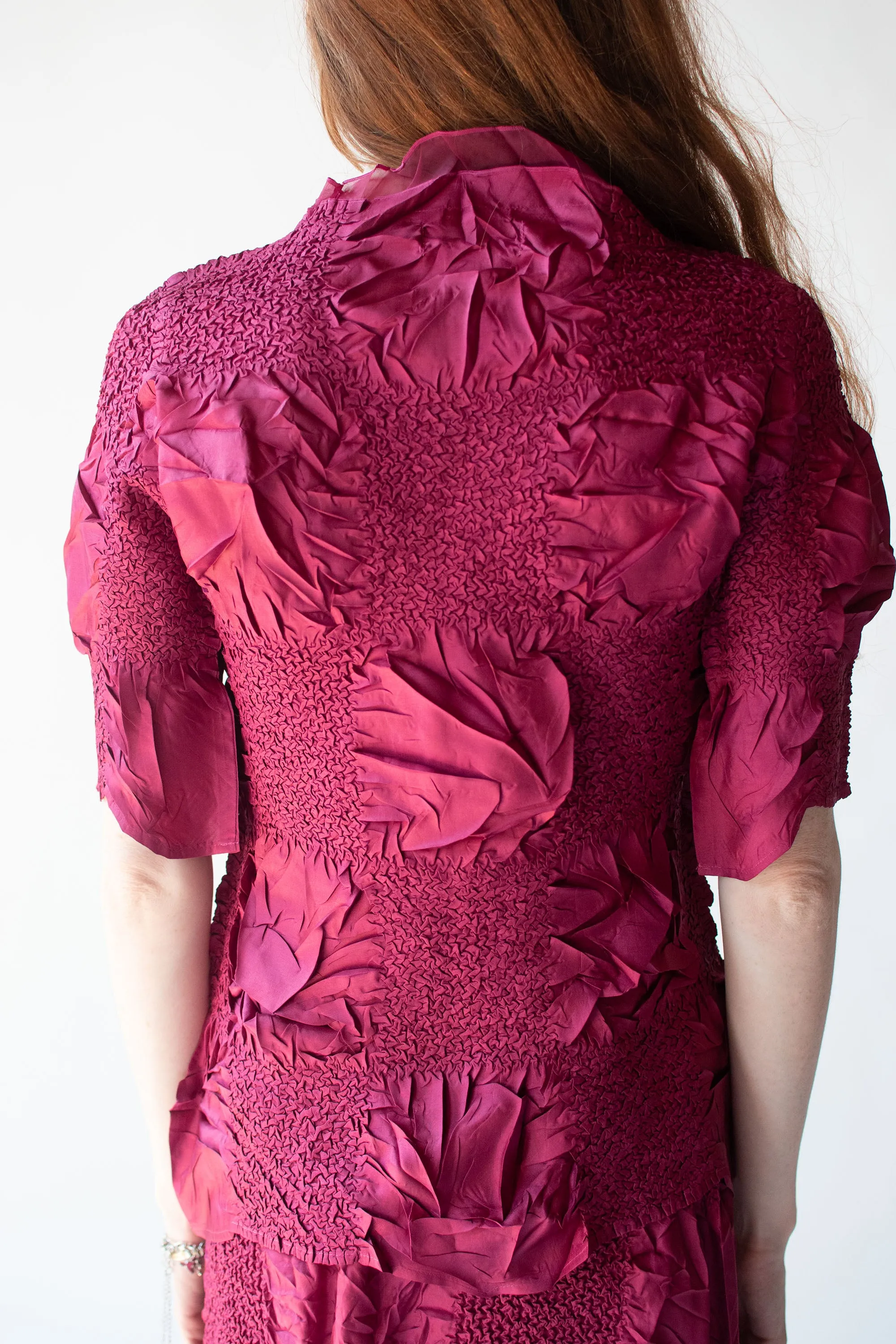 Raspberry Pleated Dress Set | Yoshiki Hishinuma