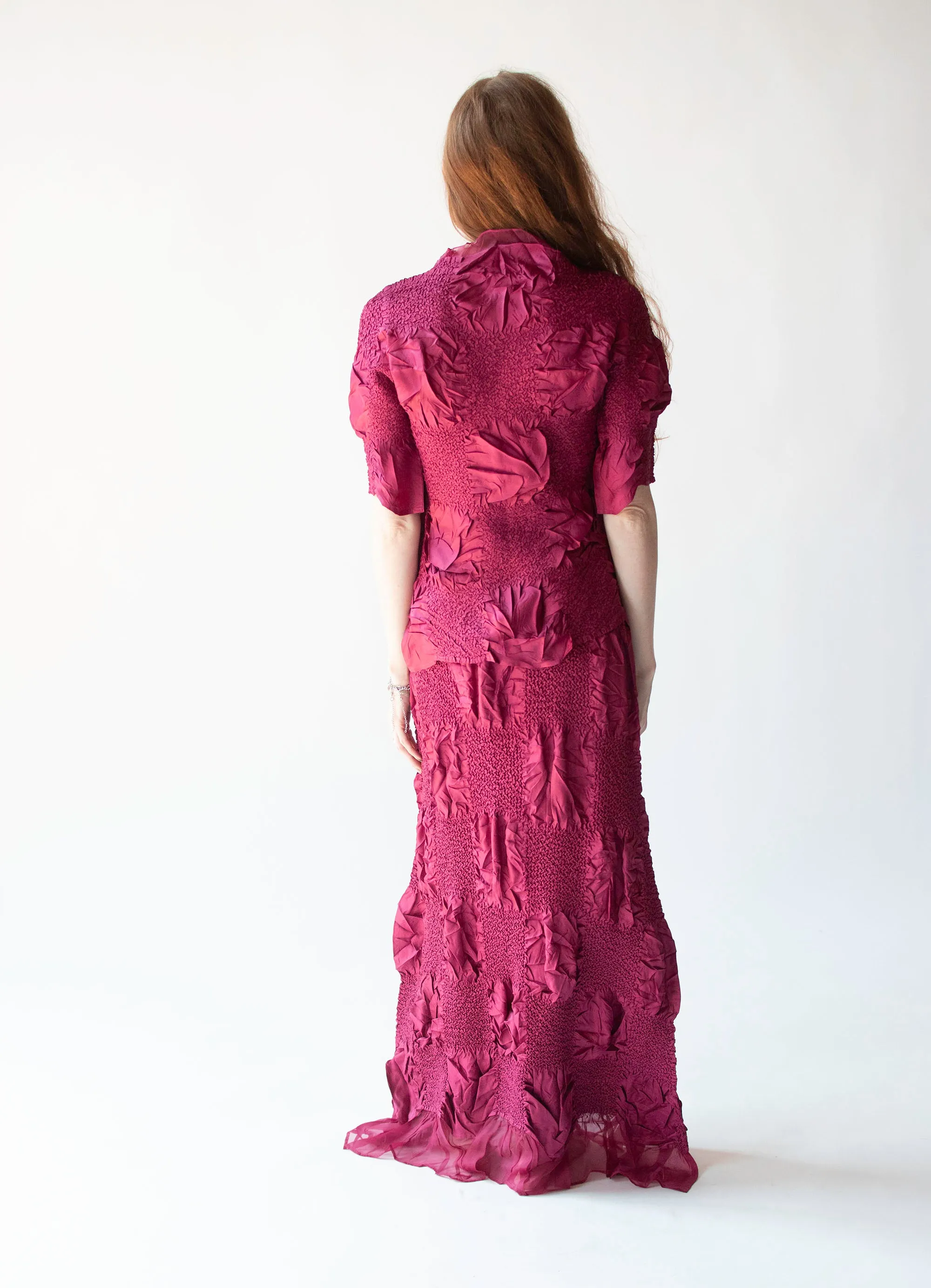 Raspberry Pleated Dress Set | Yoshiki Hishinuma