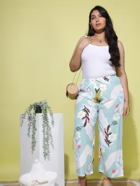 Rayon Plus Size Palazzo Pants Pastel Green