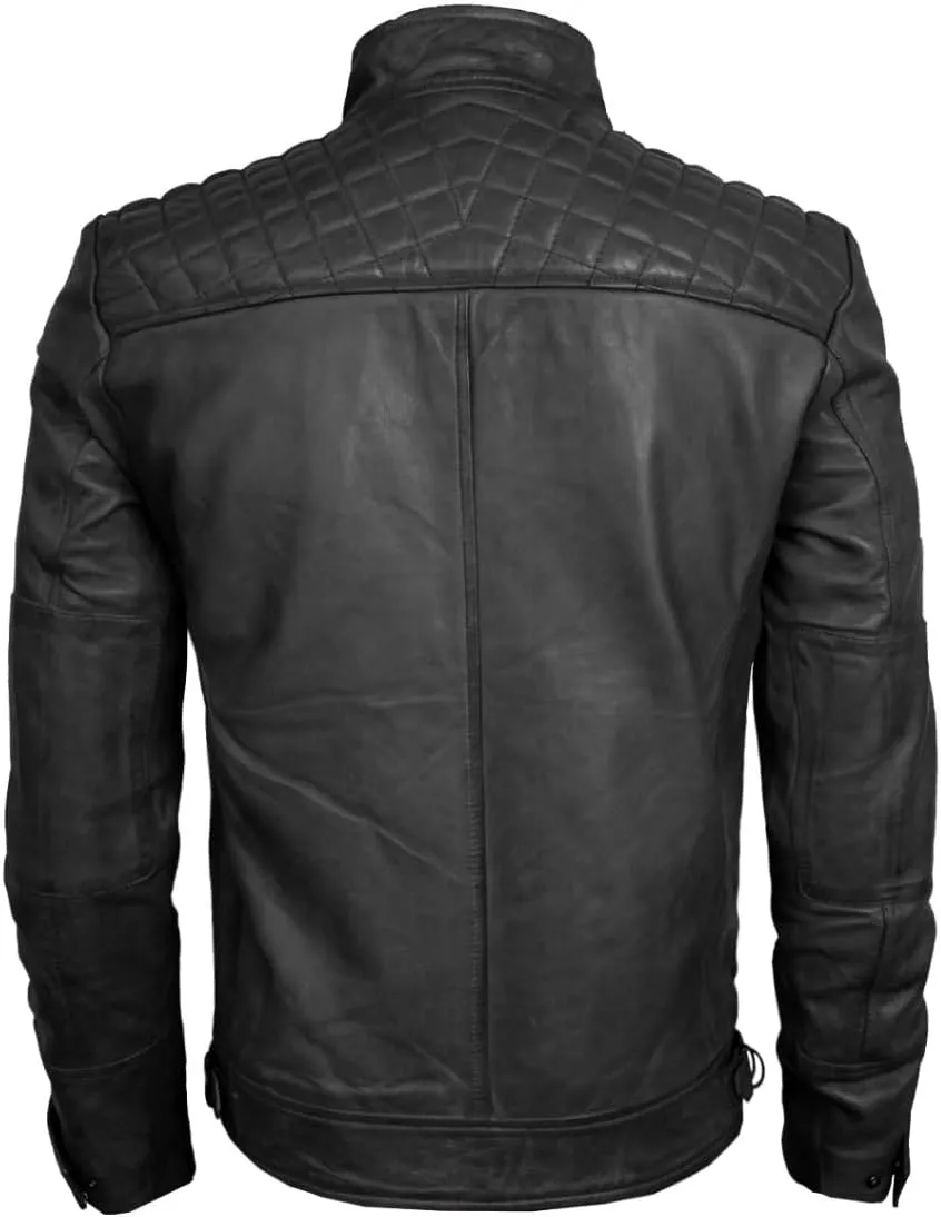 Real Leather Jacket Men - Motorcycle Soft Real SheepSkin Leather Jacket