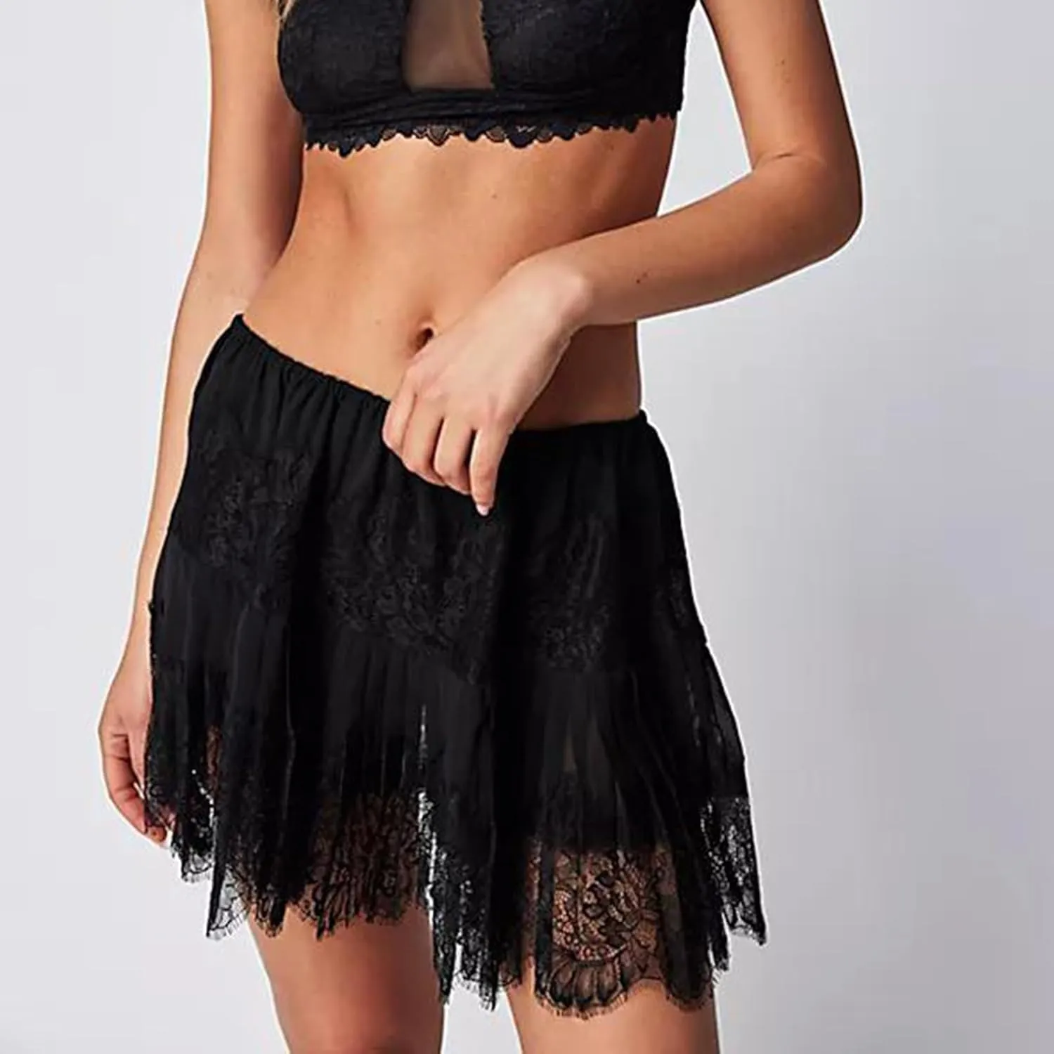 Sexy Lace Mini Skirts for Women Y2k Mid-Rise Pleated Skirts Summer Casual Short Skirts Party Club Wear