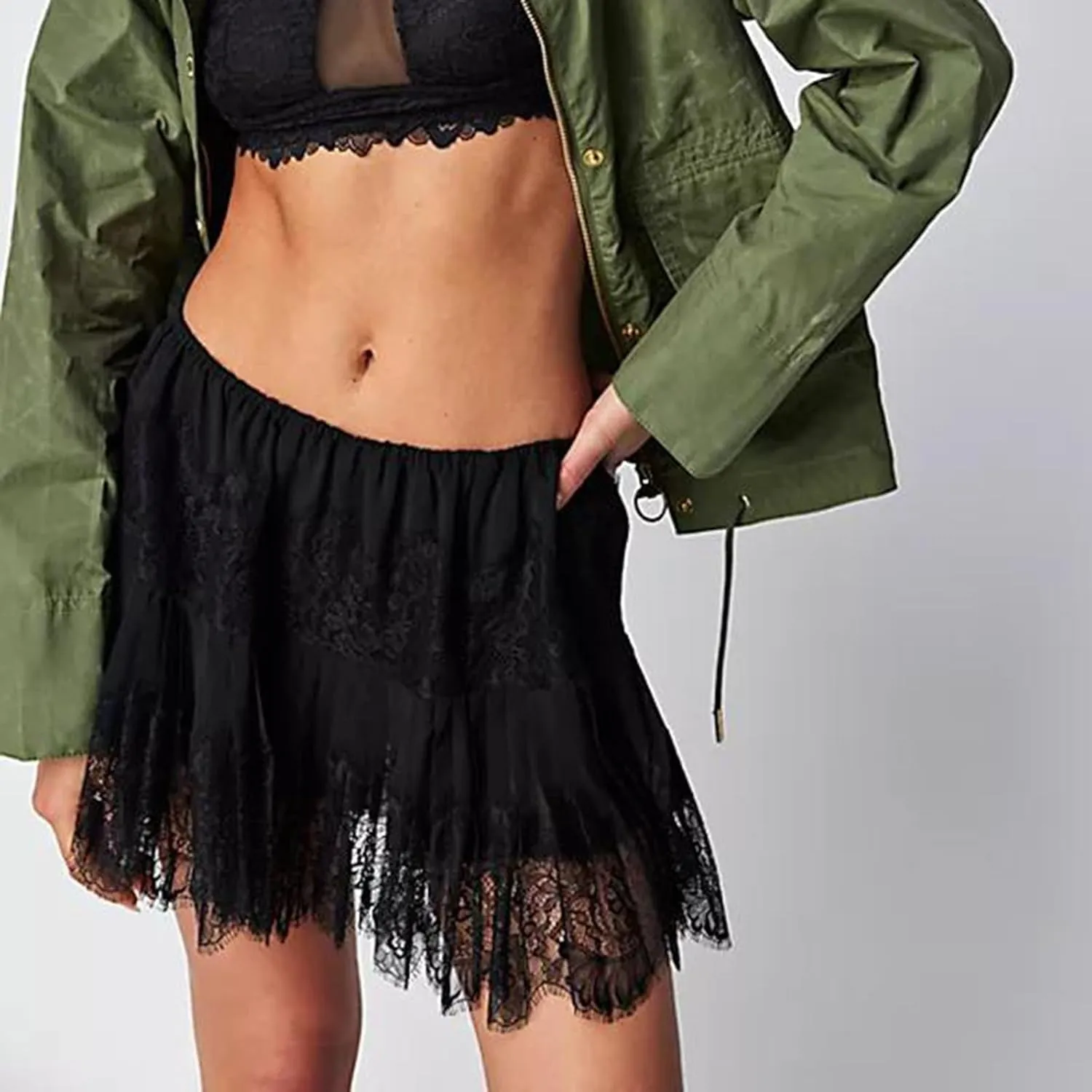 Sexy Lace Mini Skirts for Women Y2k Mid-Rise Pleated Skirts Summer Casual Short Skirts Party Club Wear