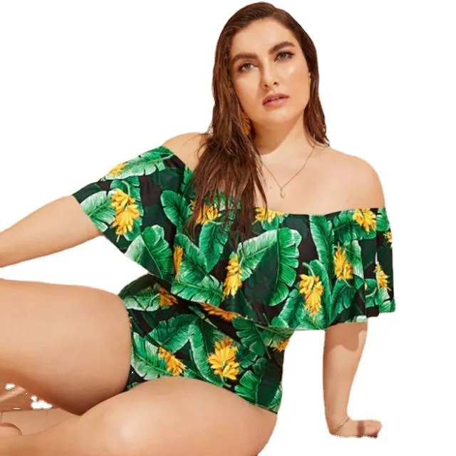 Sexy Women's Ruffle Swimsuit One Piece Plus Size