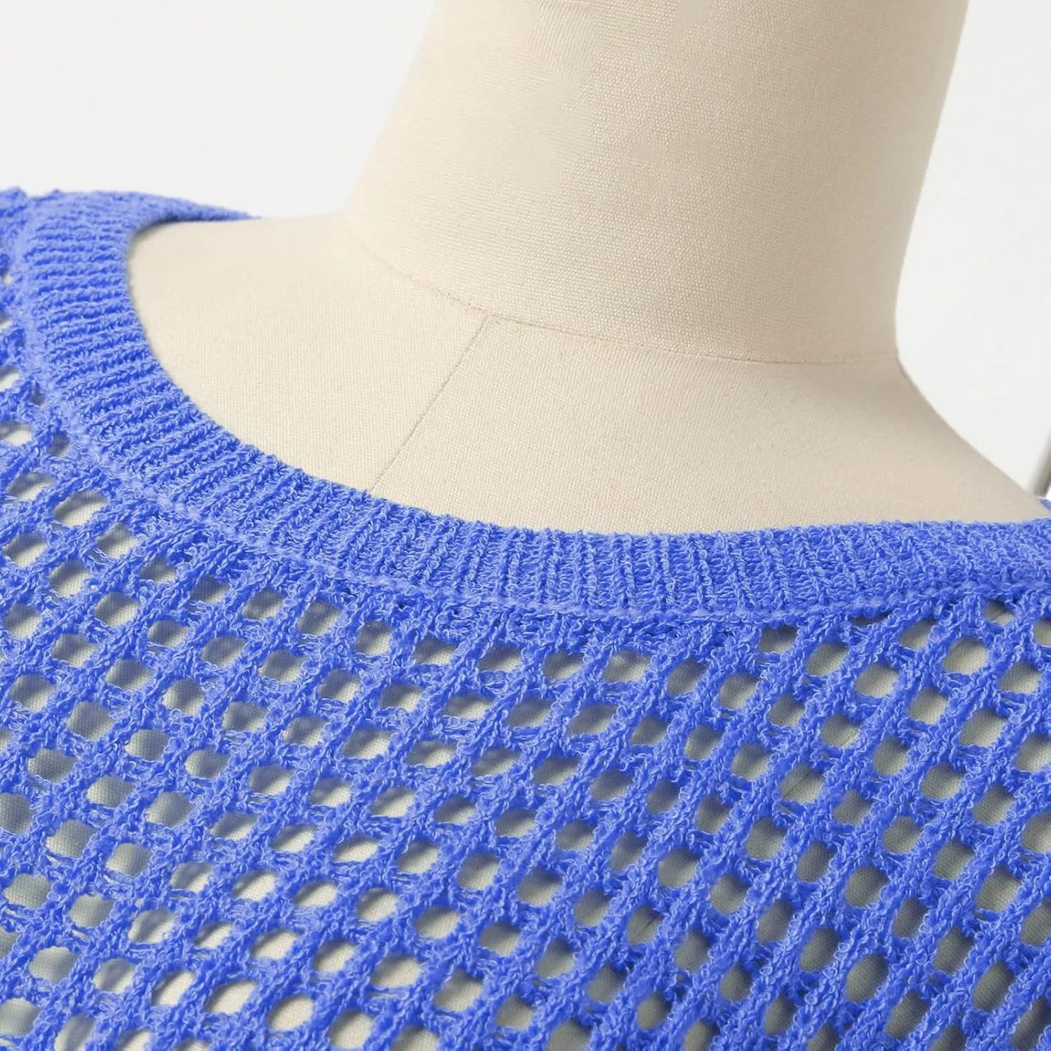 Summer Crochet Tops for Women Loose Off The Shoulder Shirts Hollow Out Knit Short Sleeve Sweater Top Beach Coverup