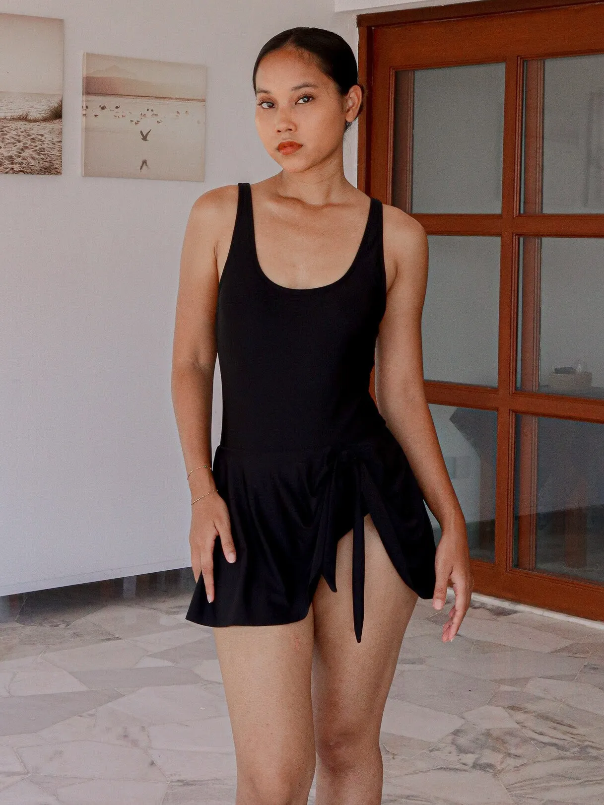 Sylvie Swimsuit Dress in Black