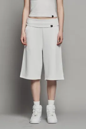 [SYNERJYN] SS 24 PLAIN PIGMENT POLD BERMUDA SHORTS WHITE