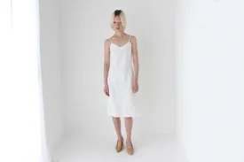 Textural 90s Linen Cotton Spaghetti Strap Slip Dress