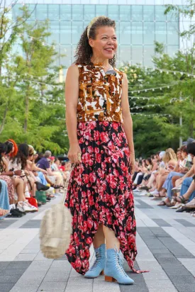 Thebe Magugu- Pleated Skirt: Nightmare Floral