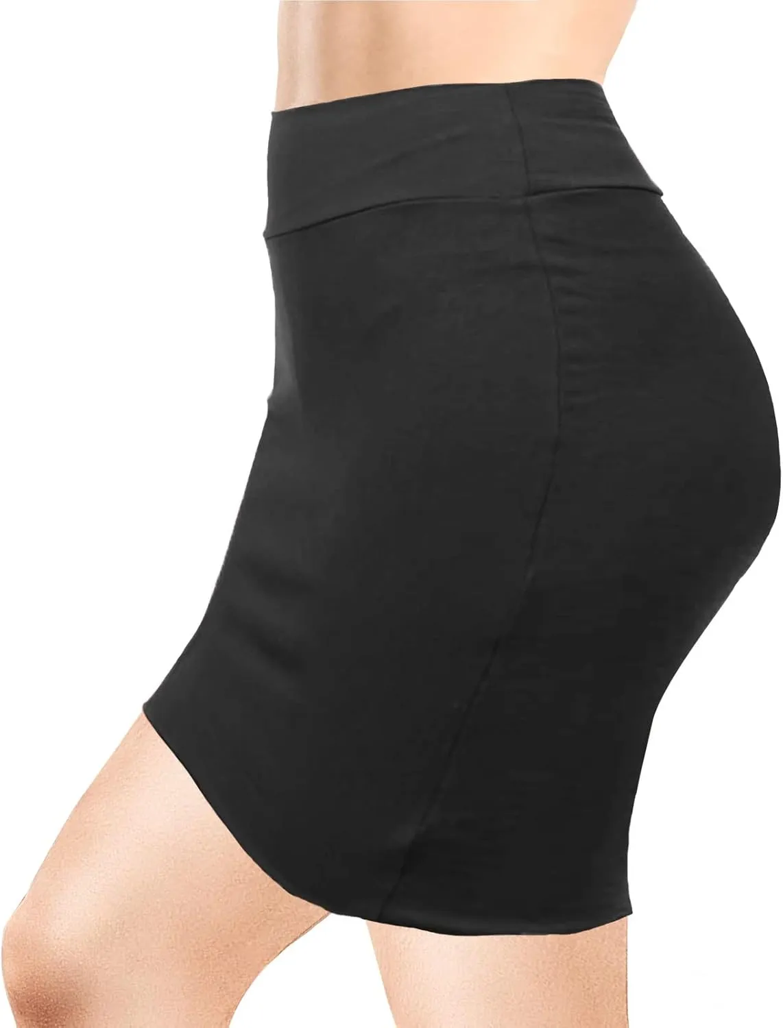Topdress Women's Bodycon Mini Club Skirts Basic Elastic High Waisted Stretch Pencil Short Skirts with Slit