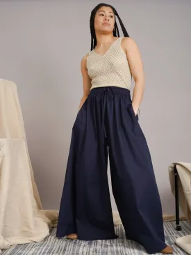 Two Tone  Navy Palazzo Pants