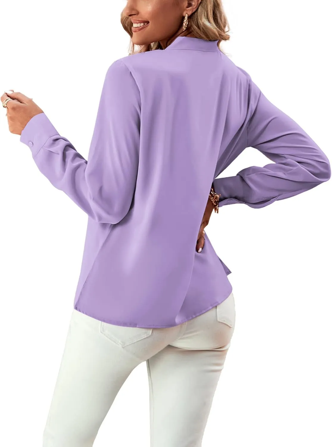 Umenlele Women's Elegant Tie Knot Mock Neck Ruched Long Sleeve Blouse Shirt Top