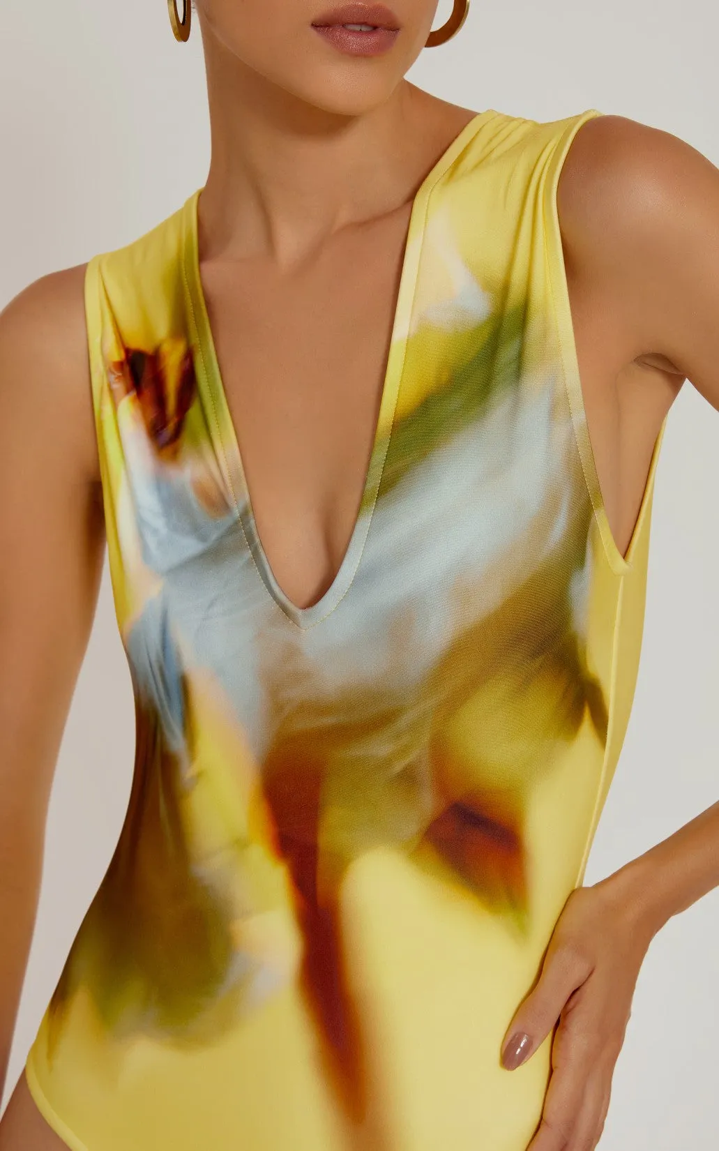 V Neck One Piece in Freesia