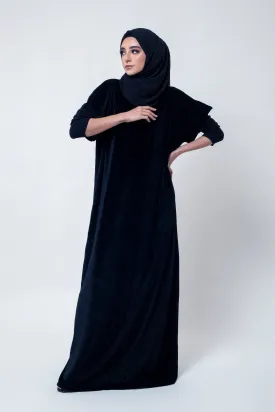 Velvet Sleeveless Black Slip Dress