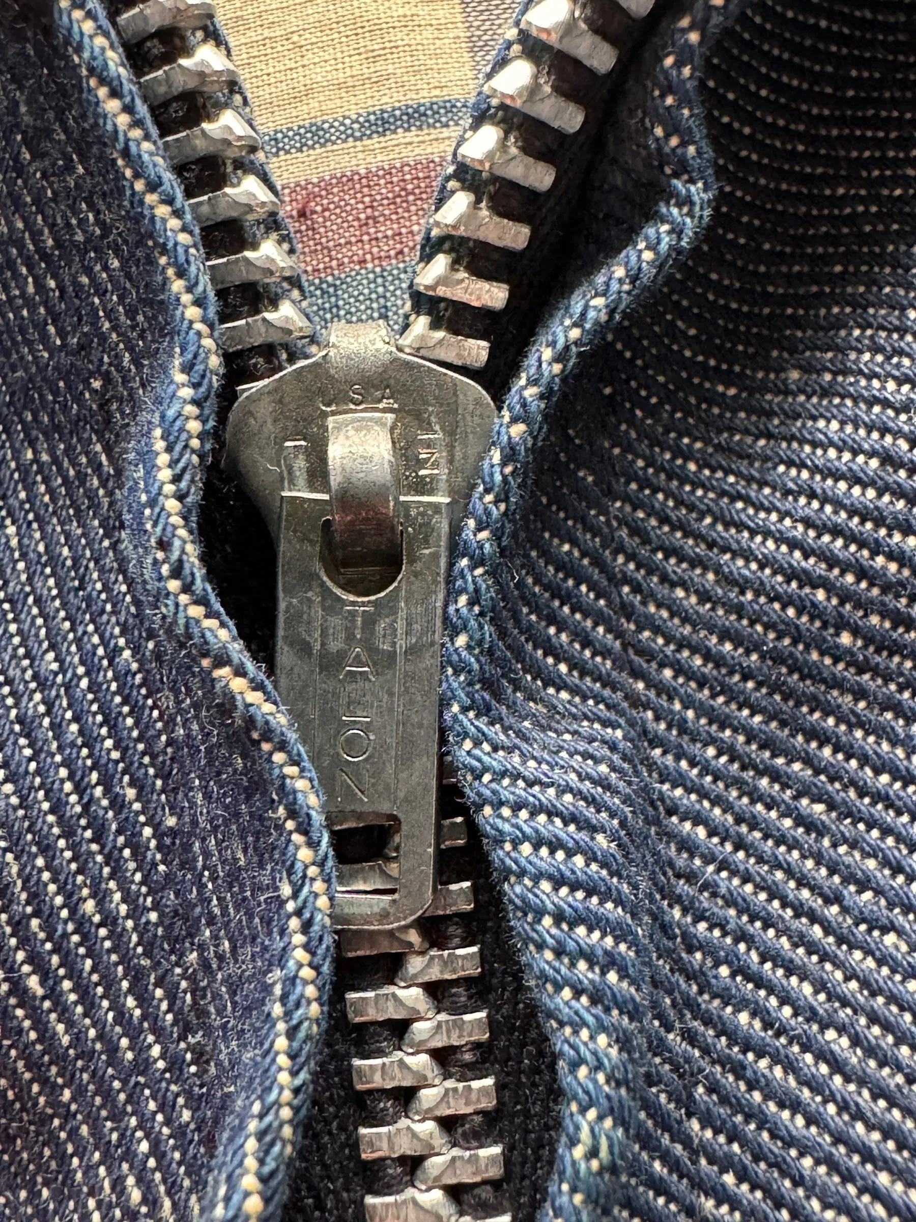 Vintage 60s Era Reversible Denim/Madras Smock Jacket SZ M