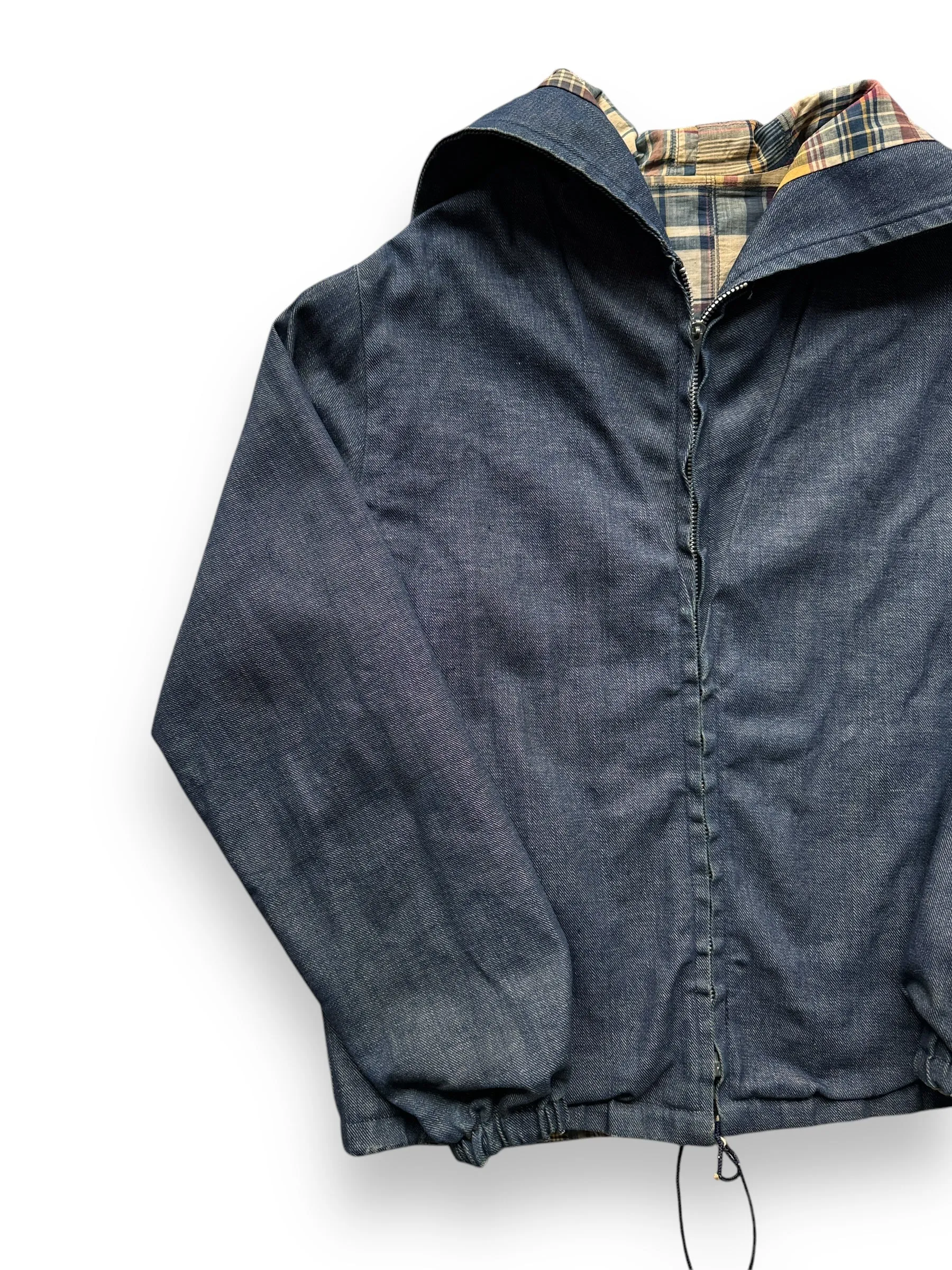 Vintage 60s Era Reversible Denim/Madras Smock Jacket SZ M