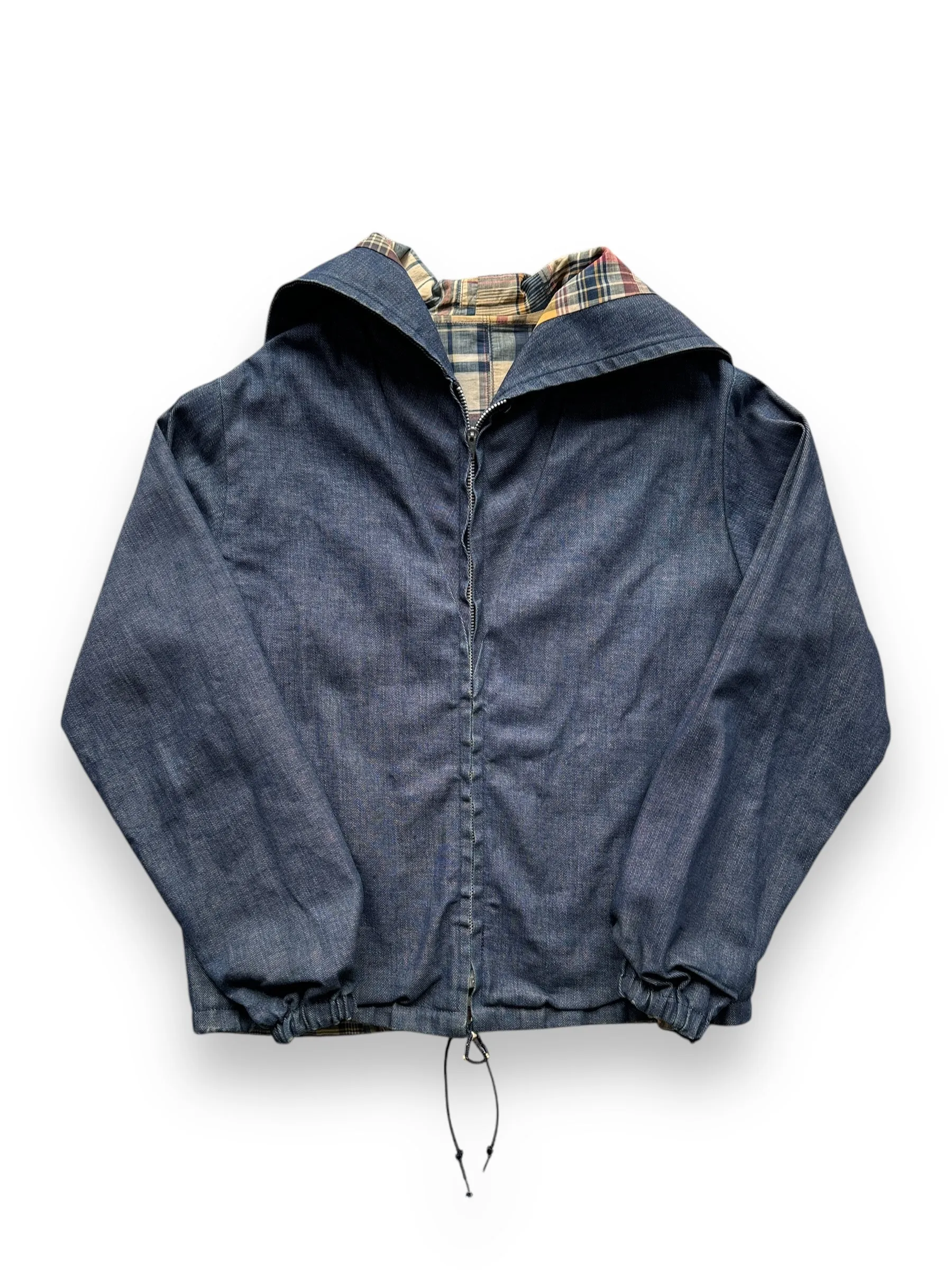 Vintage 60s Era Reversible Denim/Madras Smock Jacket SZ M