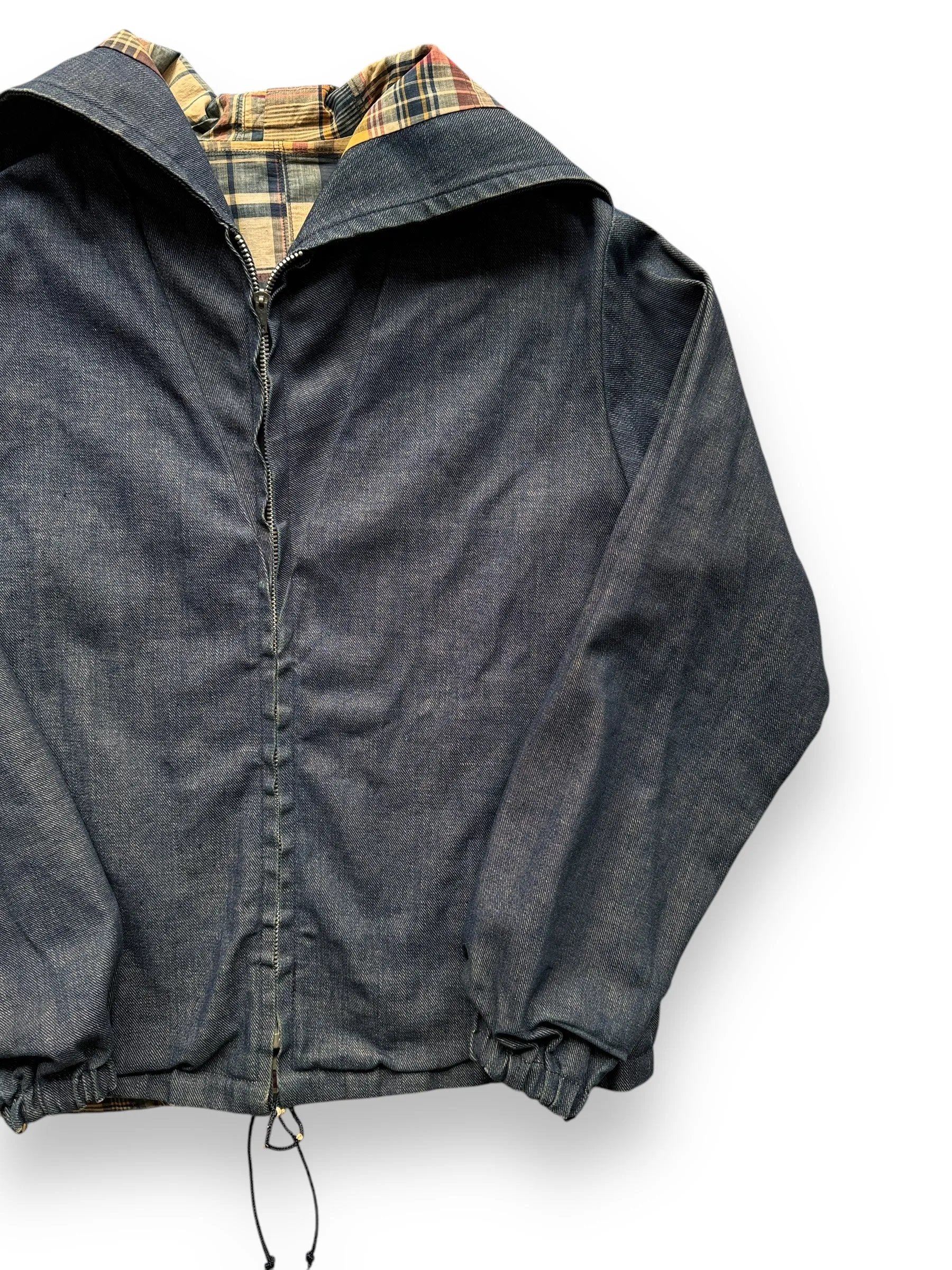 Vintage 60s Era Reversible Denim/Madras Smock Jacket SZ M