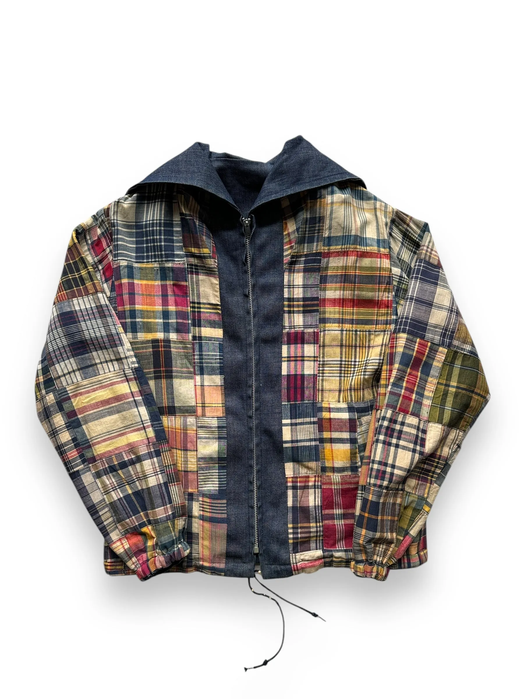 Vintage 60s Era Reversible Denim/Madras Smock Jacket SZ M