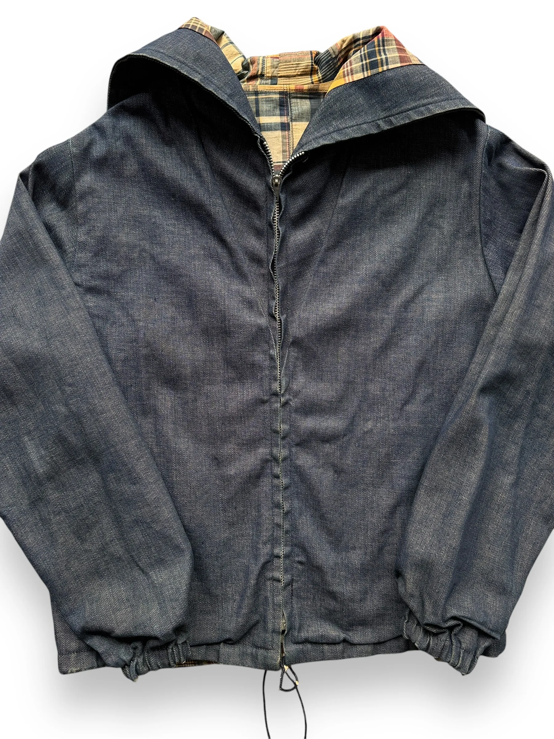 Vintage 60s Era Reversible Denim/Madras Smock Jacket SZ M