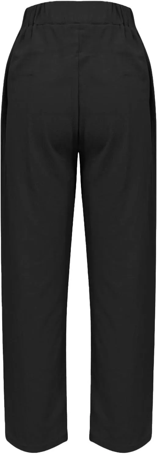 Women's Fashion Elastic Lightweight Breathable Lace Trim Vintage Casual Dressy Loose Fit Pants