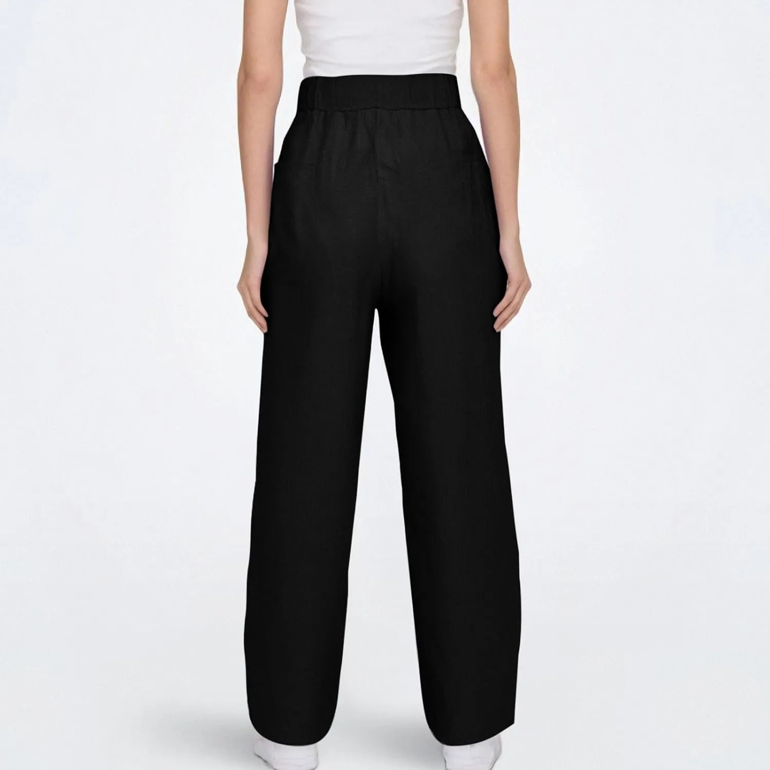 Women's Fashion Elastic Lightweight Breathable Lace Trim Vintage Casual Dressy Loose Fit Pants