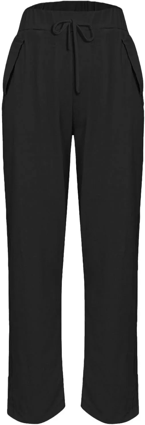 Women's Fashion Elastic Lightweight Breathable Lace Trim Vintage Casual Dressy Loose Fit Pants