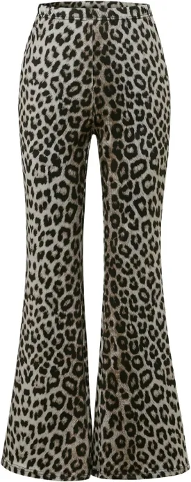 Women's Leopard Print Skinny Flared Pants Casual Fitted Flared Yoga Pants
