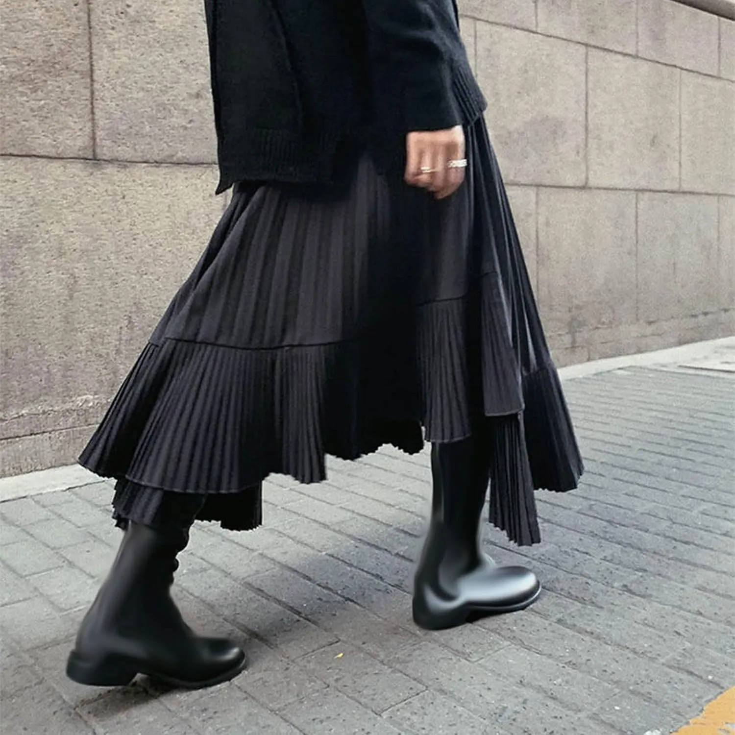 Womens Pleated Skirts Fashion High Waisted Swing Fishtail Skirts Casual Loose Going Out Solid Color Midi Skirt
