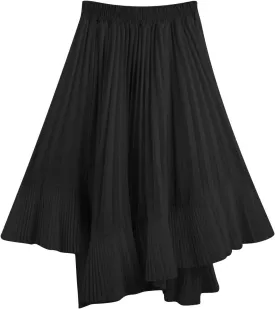Womens Pleated Skirts Fashion High Waisted Swing Fishtail Skirts Casual Loose Going Out Solid Color Midi Skirt