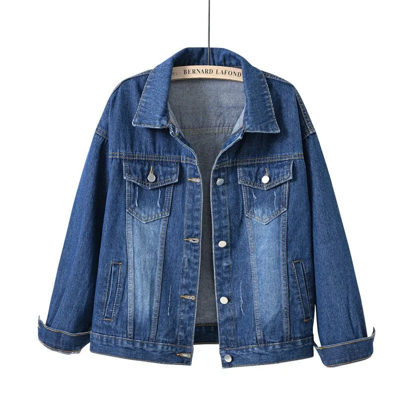 Women’s Solid Colour Denim Jacket with Pockets