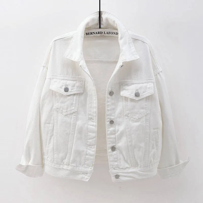 Women’s Solid Colour Denim Jacket with Pockets