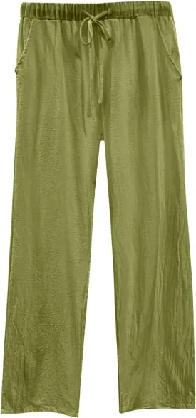 Womens Summer Wide Leg Business Casual Chute Pants Loose Drawstrings High Waisted Long Trousers with Pockets