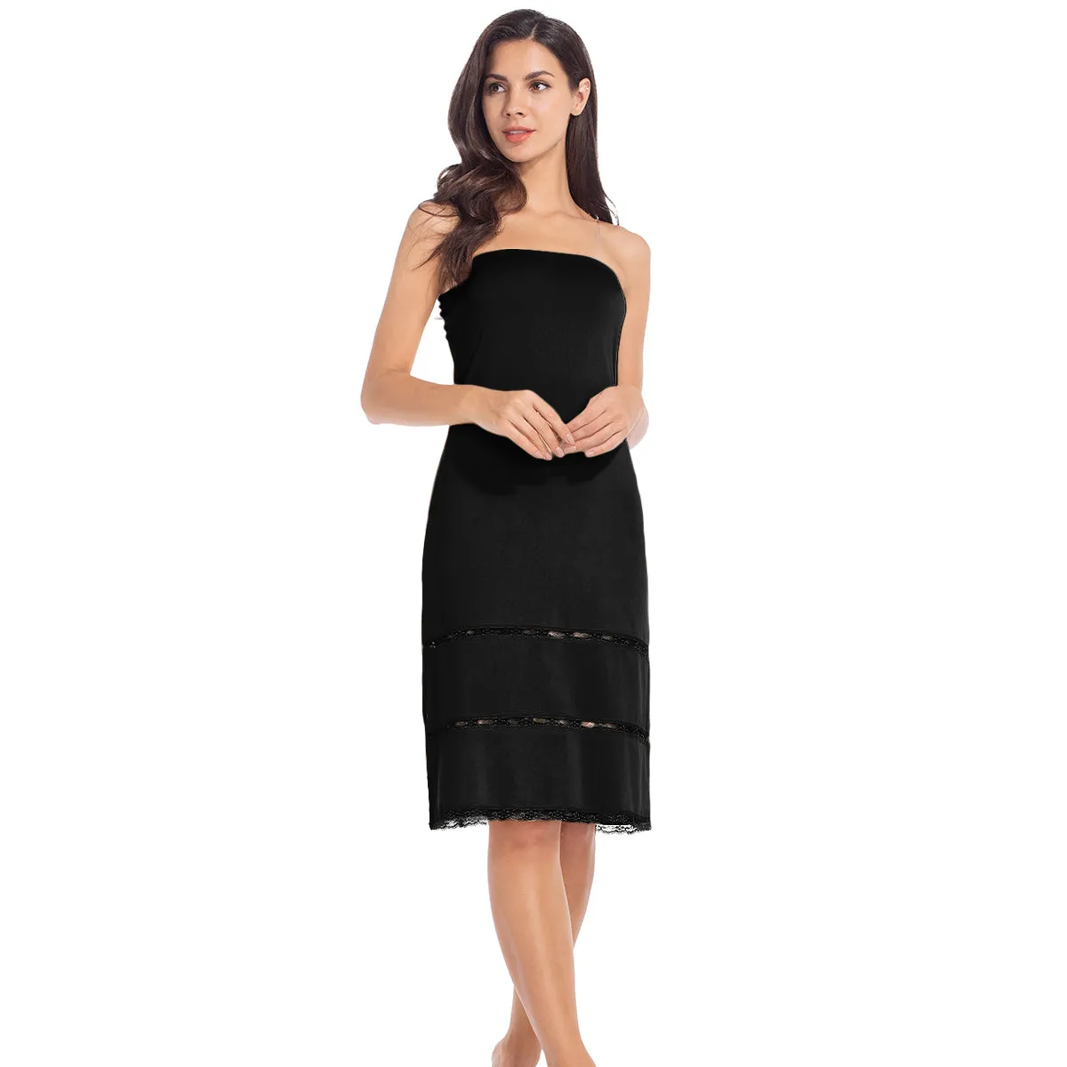 Women's Tube Top Dress Slip Sleeveless Underdress Invisible Straps