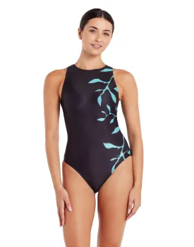 Zoggs Daintree Hi Front Swimsuit - Black/Blue