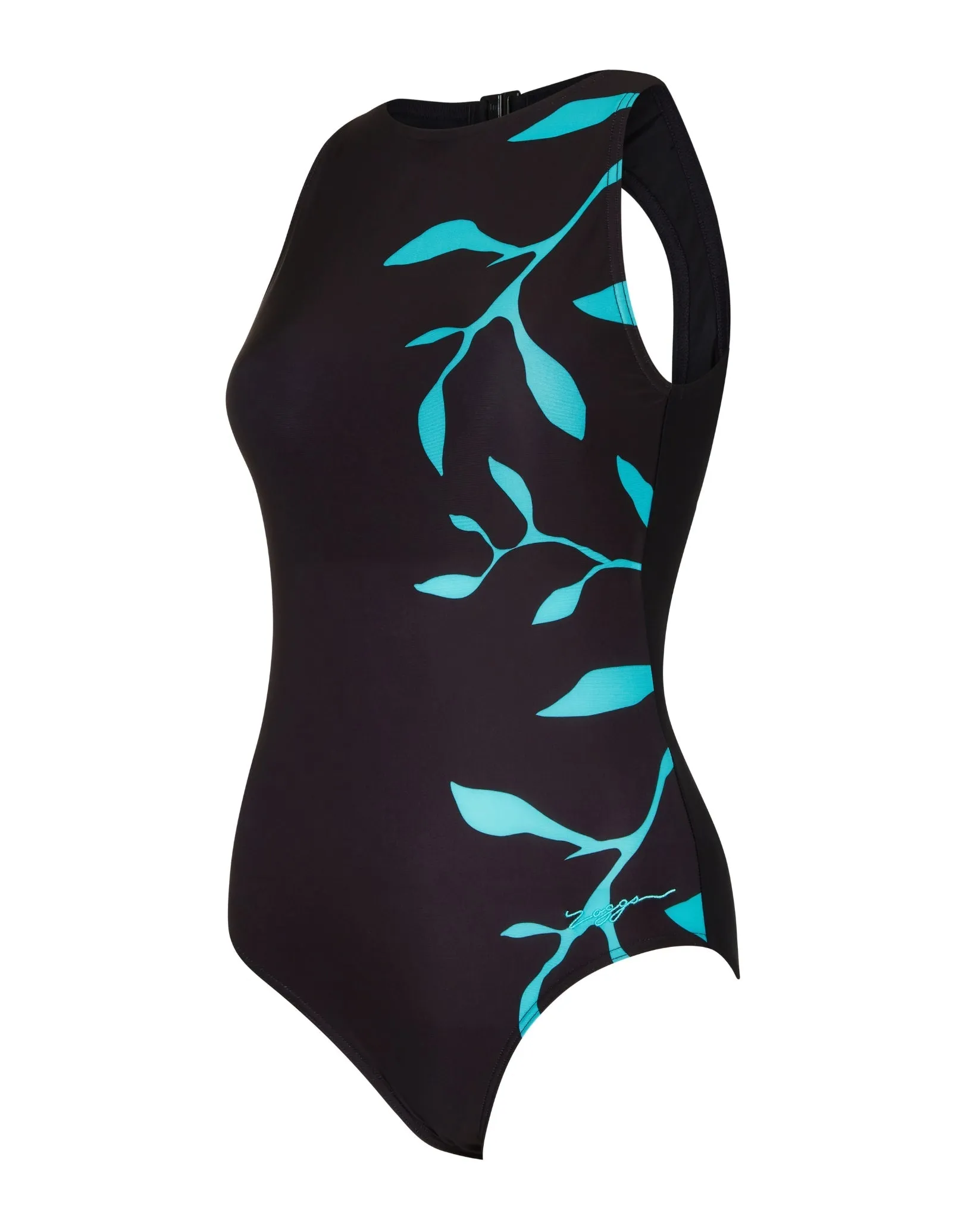Zoggs Daintree Hi Front Swimsuit - Black/Blue