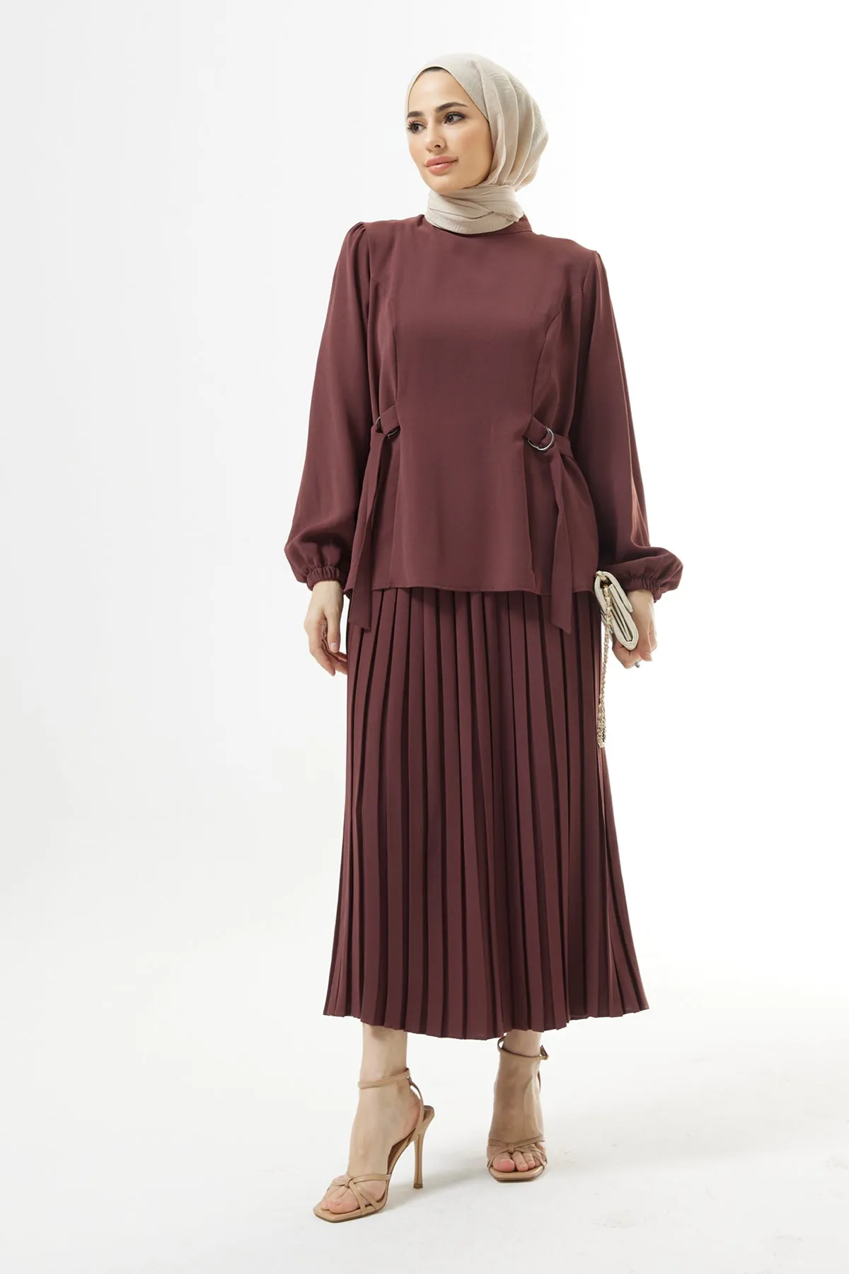 ZRF Women Pleated Skirt Suit - Rose Pink - Utica